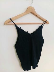 Black cami top with lace trim