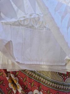 Elegant White &amp; Gold Jamdhani Saree