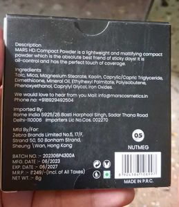 Mars HD Compact Powder-Oil Control Shade05-Nutmeg