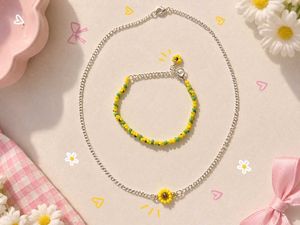 Sunflower Beaded Necklace Set