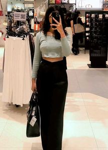 Sage Green Cropped Long Sleeve Top