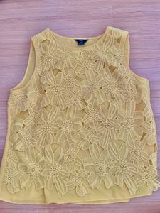 Beautiful Yellow Floral Lace Top
