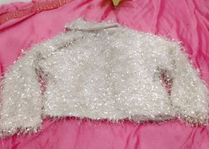 White furryCropped Jacket