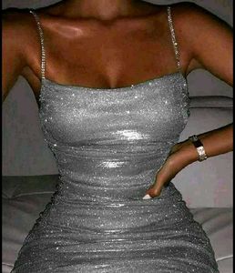 (Urbanic)oGlittery Rhinstone Chain Ruched Dress