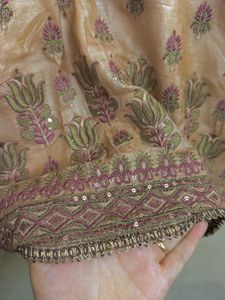 Elegant Beige Kurta Set with Purple Patiala
