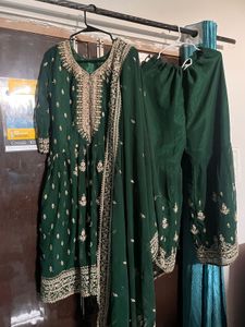 green garara frock set