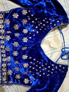 Blue Velvet Embellished Blouse