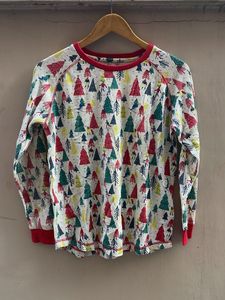 Fun Christmas Tree Print Long Sleeve Tee