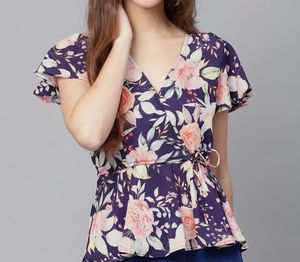 Floral Print Peplum Top