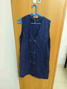 Navy Blue Sleeveless Blazer Top