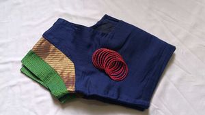 Pink Silk and net Blouse + navy blue blous