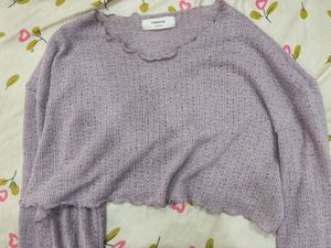 Lavender Bell Sleeve Cropped Top