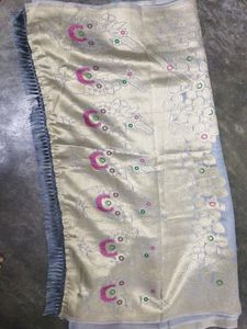 Embroiding Cotton Grey Colour Saree