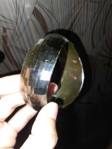 Chunky Silver Tone Bangle Bracelet