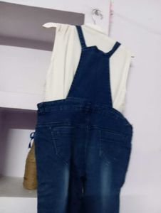 Distressed Denim Dungarees