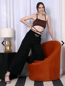 Brown Tie Up Crop Top