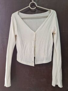 Cream Button-Down Cardigan