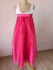 Vibrant Pink & White Maxi Dress. Length 49
