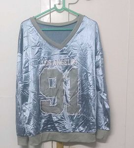 Light Blue "Los Angeles 91" Velour Top