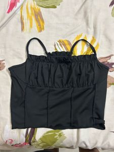 Chic Black Corset Style Crop Top