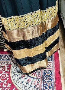 Elegant Black &amp; Gold Embroidered Gown
