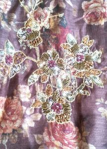Elegant Floral Print Anarkali Gown