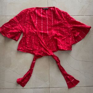 HWW heart red Tie-Front Top