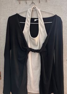 LITTLE BOX Chic Black Twist Front Cardigan