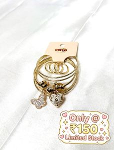 Charming Gold-Tone Bangle Set with Charms