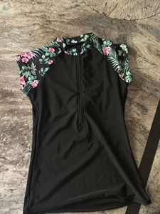 Floral Rash Guard Swim Top