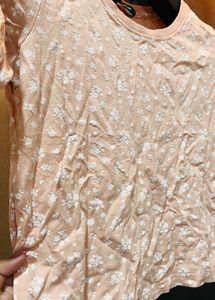 Cute Floral Print Peach Top