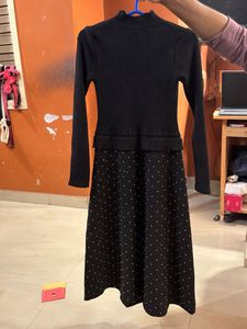 Elegant Black Polka Dot Maxi Dress