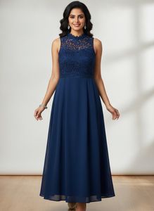 Elegant Navy Lace Dress