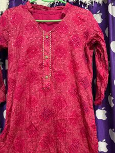 Vibrant Pink Printed Kurta