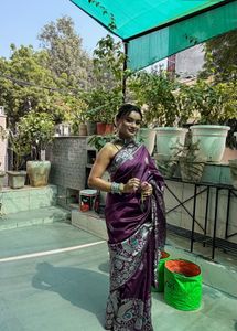 Elegant Purple Silk Saree with Intricate Design