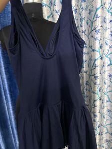 Navy Blue Ruched Swimdress