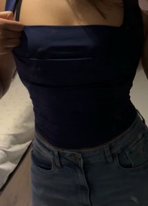 Stylish Blue Square Neck Tank Top