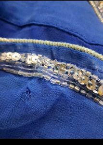 🪞Pure Vintage Blue Floral Saree