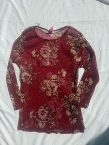 Sheer Floral Long Sleeve Top