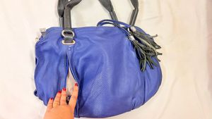 Dubai leather Stylish Blue Handbag with Tassel Det