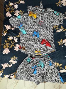 Printed Shirt and Shorts Set