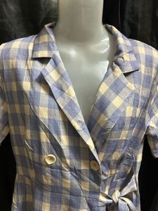Checked Double-Breasted Dress with Belt