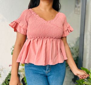 Smocked Peplum Top