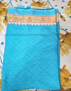 Beautiful Blue Saree with Intricate Border