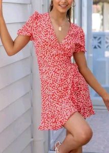 Fit and Flare Red Wrap Dress