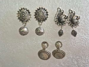Bohemian Silver Tone Dangle Earrings Set