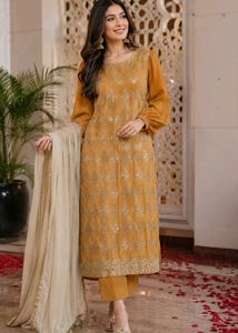 Elegant Mustard Kurta Set with Dupatta