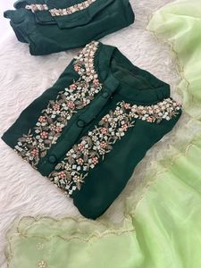 Embellished Emerald Green Kurta Set