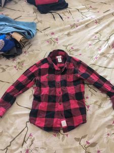 Red & Black Plaid Button-Up Shirt