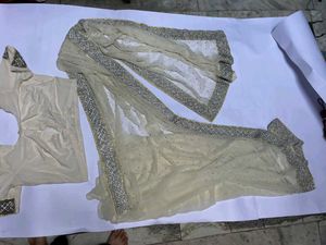 cream designer stud heavy saree